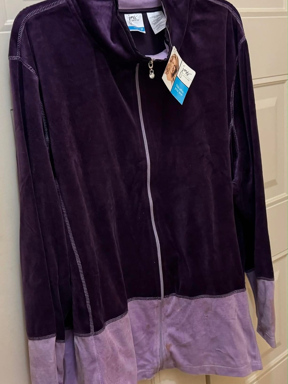 Just My Size Two-Tone Purple Velour Zip Hoodie